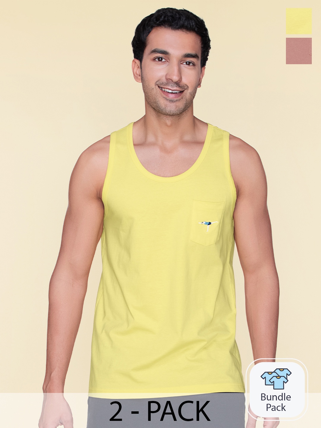 

XYXX Men Pack Of 2 High Moisture Absorbing Workout Vest with Anti-bacterial Silver Finish, Rose