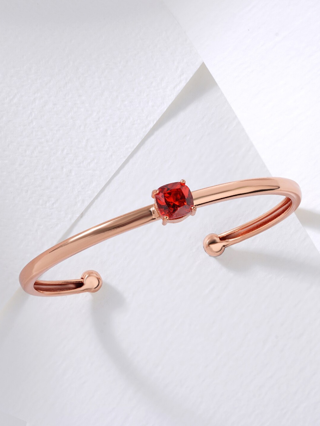

MINUTIAE Women Rose Gold-Plated Red Brass Crystals Cuff Bracelet