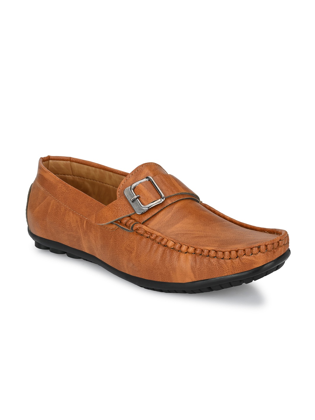 

Azzaro Black Men Tan Loafers