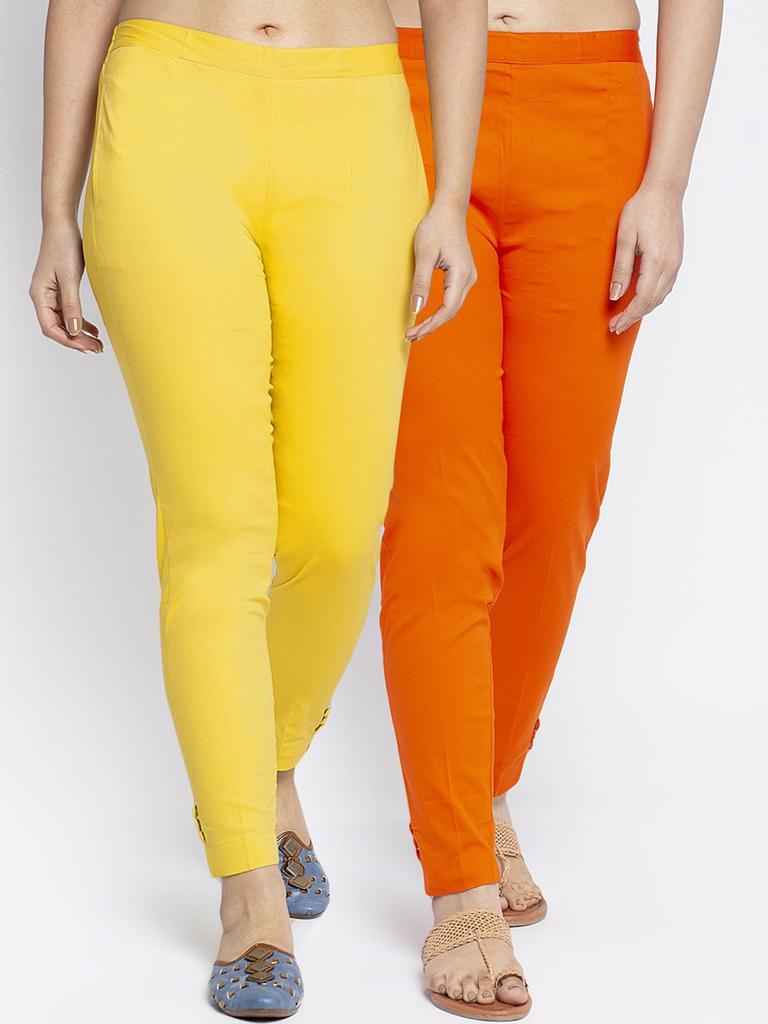 

GRACIT Women Yellow Smart Slim Fit Trousers