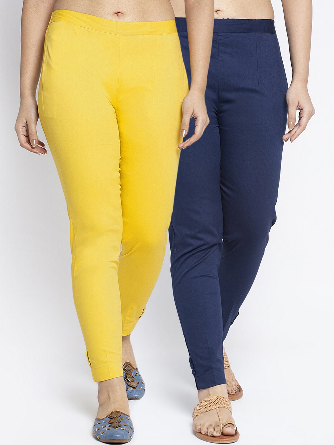 

GRACIT Women Yellow Smart Slim Fit Trousers