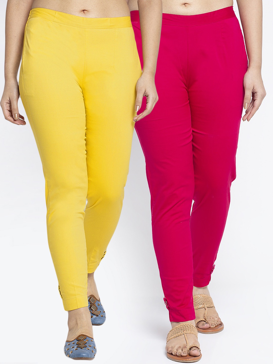 

GRACIT Women Yellow Smart Slim Fit Trousers