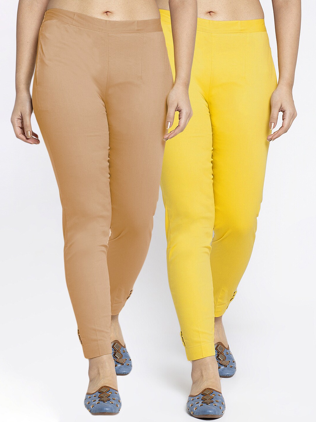 

GRACIT Women Yellow Smart Slim Fit Trousers