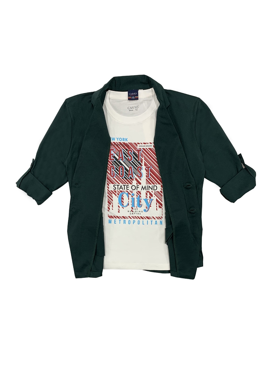 

CAVIO Boys Olive Green Printed Casual Shirt
