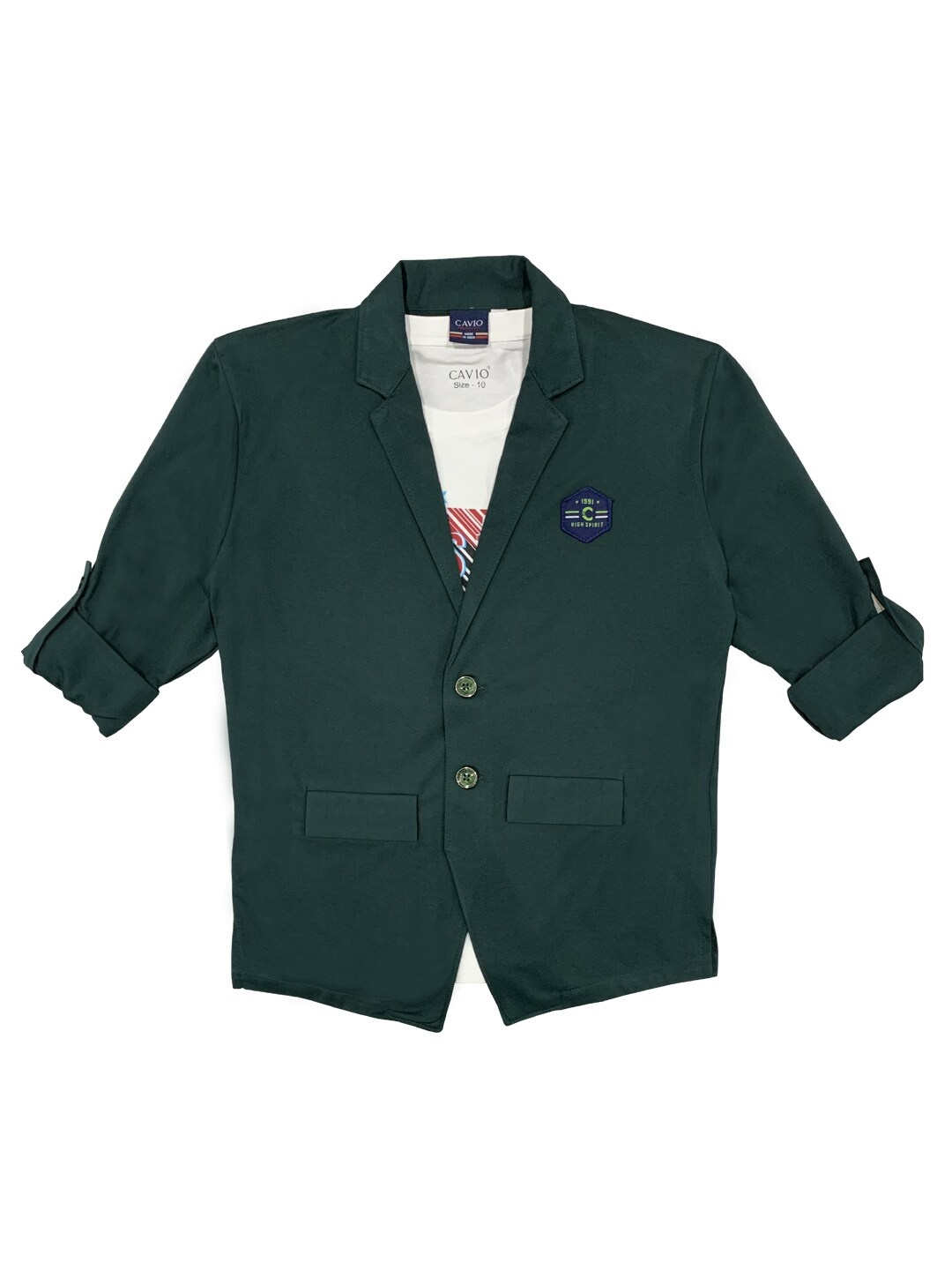 

CAVIO Boys Olive Green Printed Casual Shirt & T-Shirt