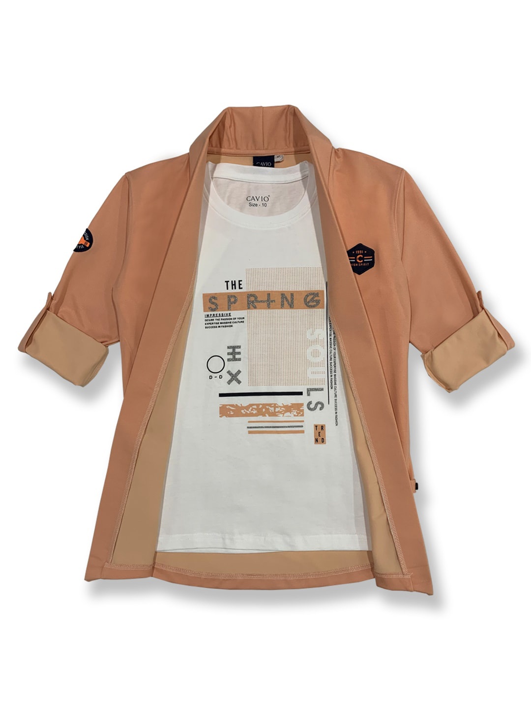

CAVIO Boys Peach-Coloured Printed Casual Shirt