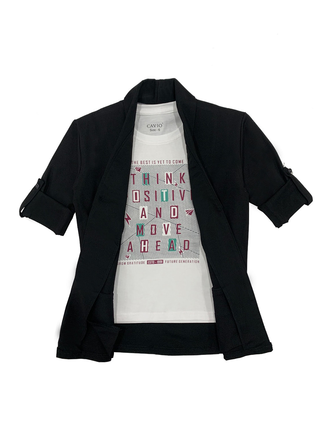 

CAVIO Boys Black Printed Casual Shirt