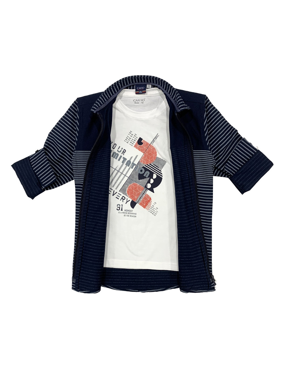 

CAVIO Boys Navy Blue Floral Printed Casual Shirt