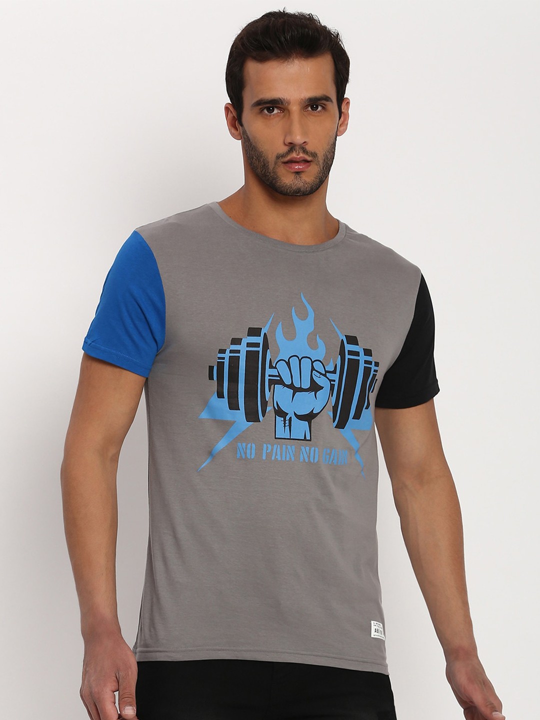 

abof Men Grey Typography Printed T-shirt