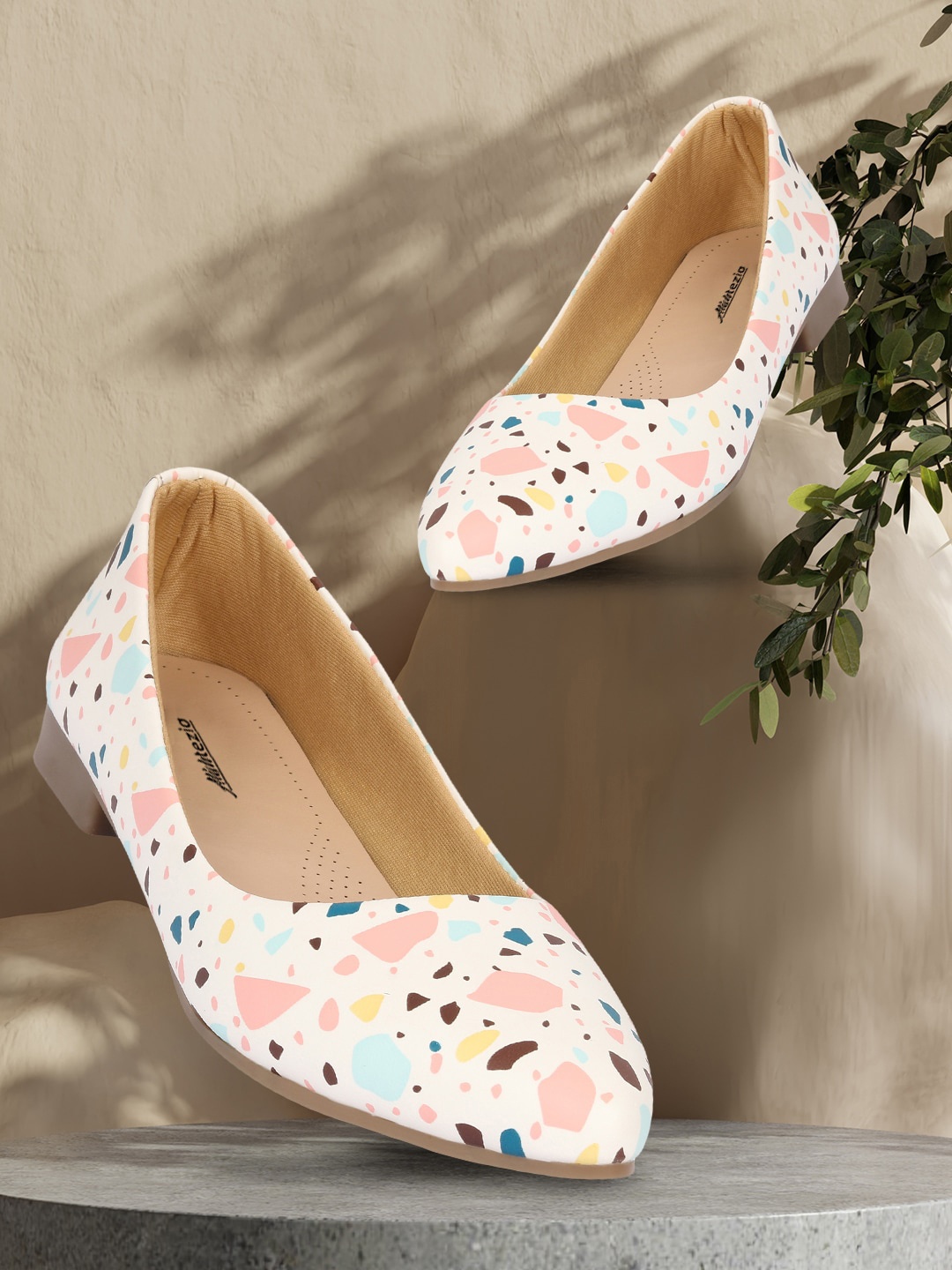 

Alishtezia Women White Printed Ballerinas Flats