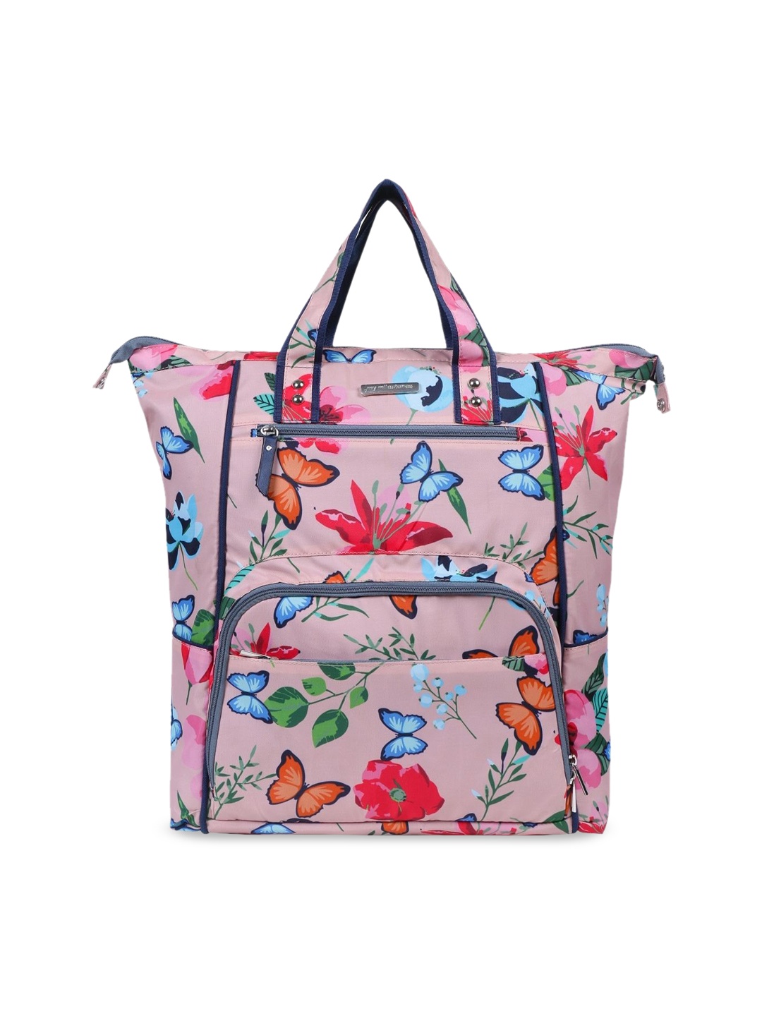 

My Milestones Kids Peach-Colored & Red Printed Diaper Bag