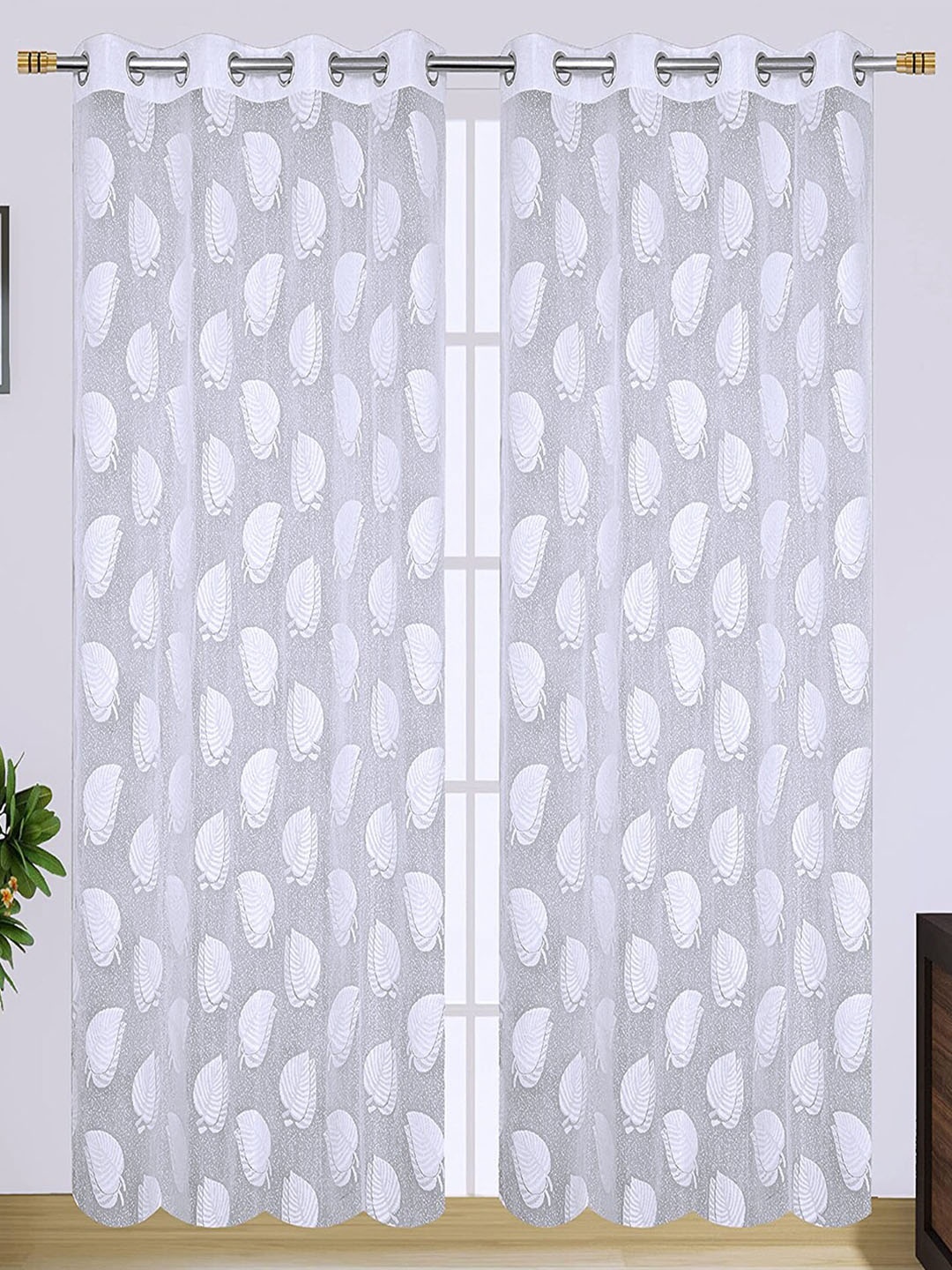 

Kuber Industries White Set of 2 Door Curtain