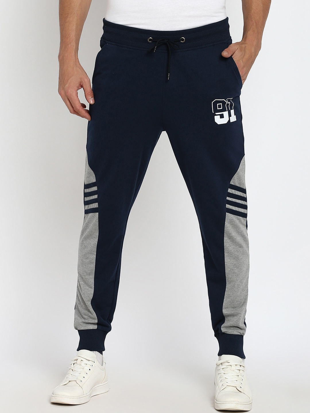 

abof Men Navy Blue Joggers Trousers