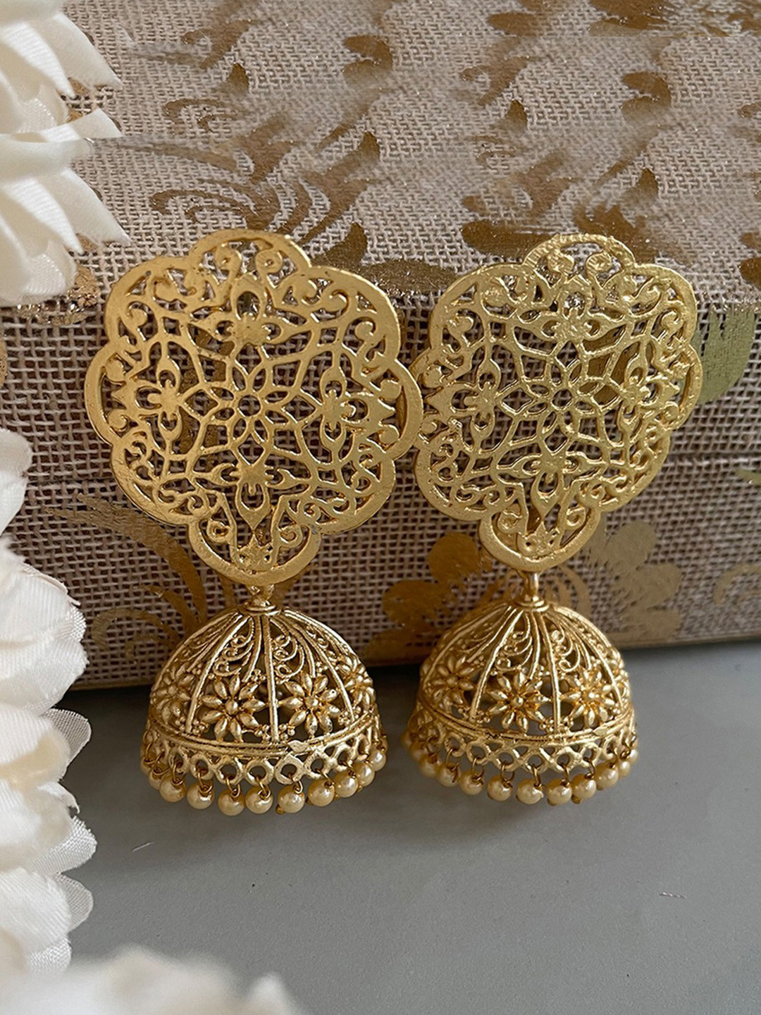 

Ishhaara Gold-Toned Spherical Jhumkas Earrings