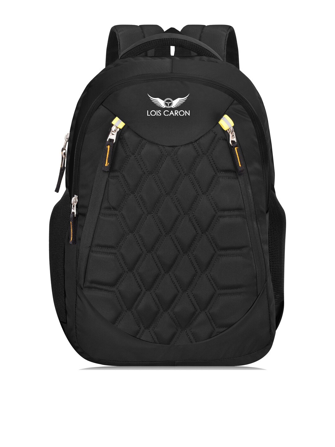 

LOIS CARON Unisex Black Textured Backpack
