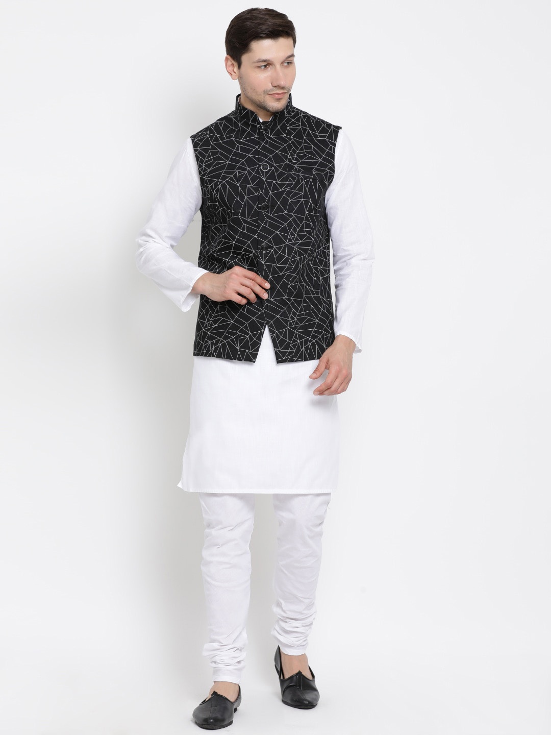 

VASTRAMAY Men White Kurta with Churidar
