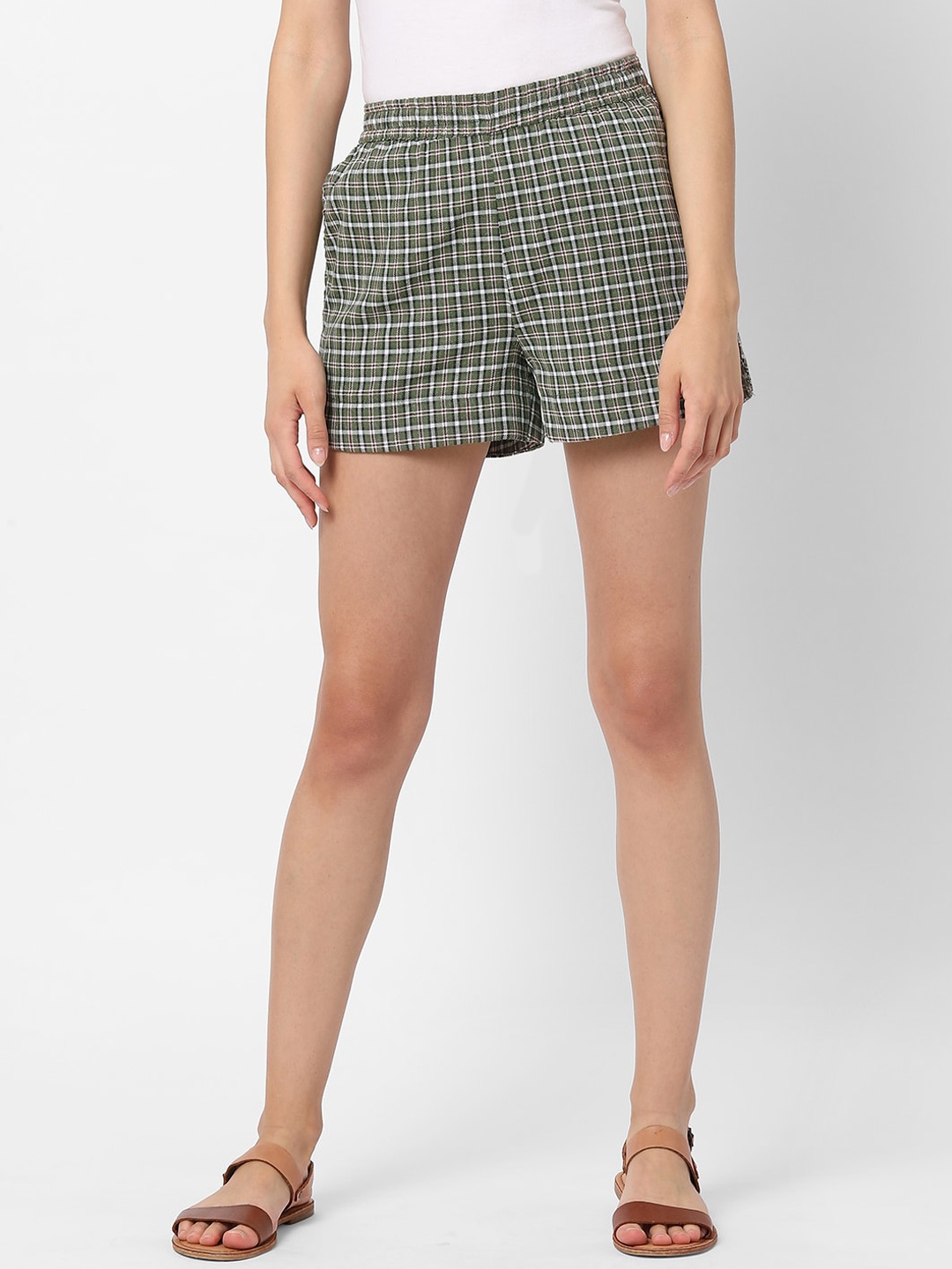 

VASTRADO Women Multicoloured Checked Shorts, Multi