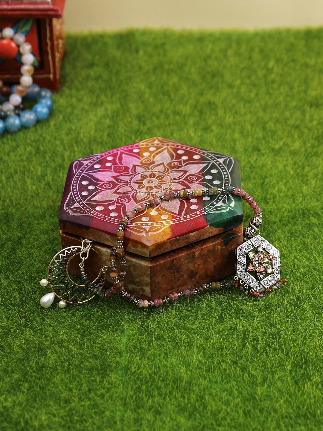 

Aapno Rajasthan Brown & Pink Self-Design Storage Organisers