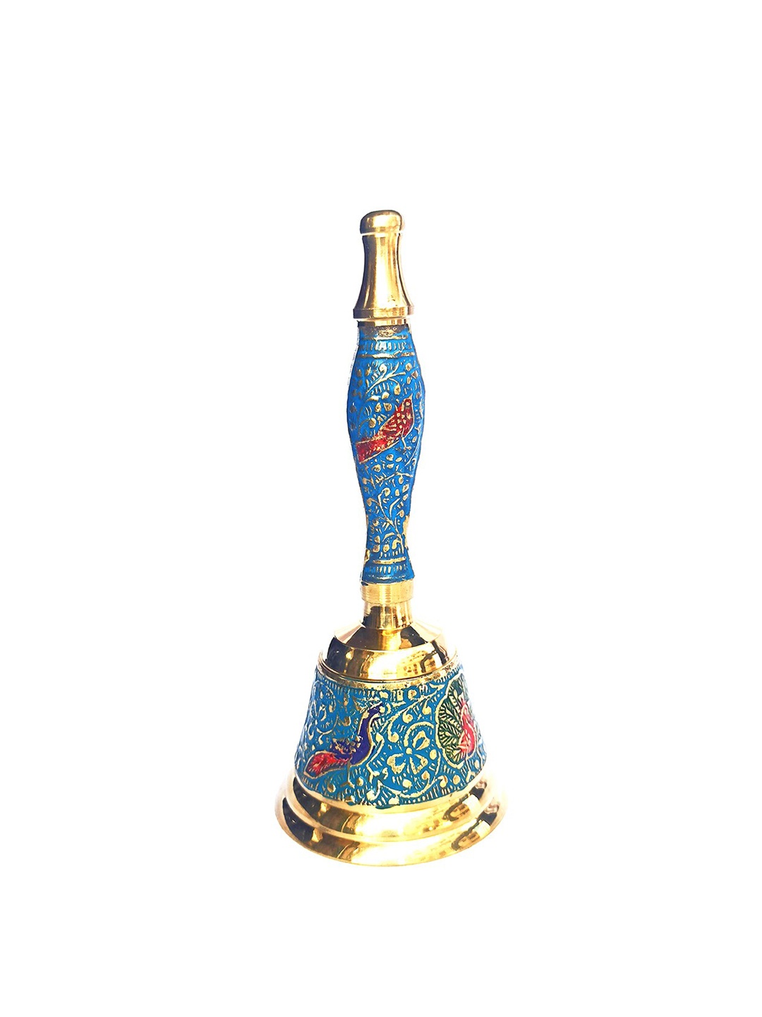 

WENS Blue Engraved Meenakari Work Brass Pooja Bell