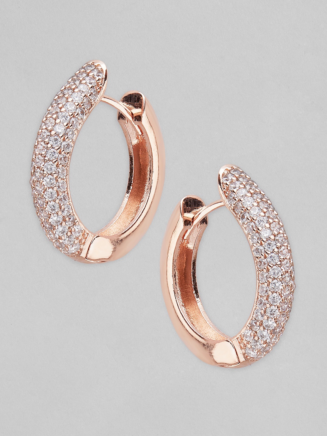 

Rubans Voguish Rose Gold Oval Hoop Earrings