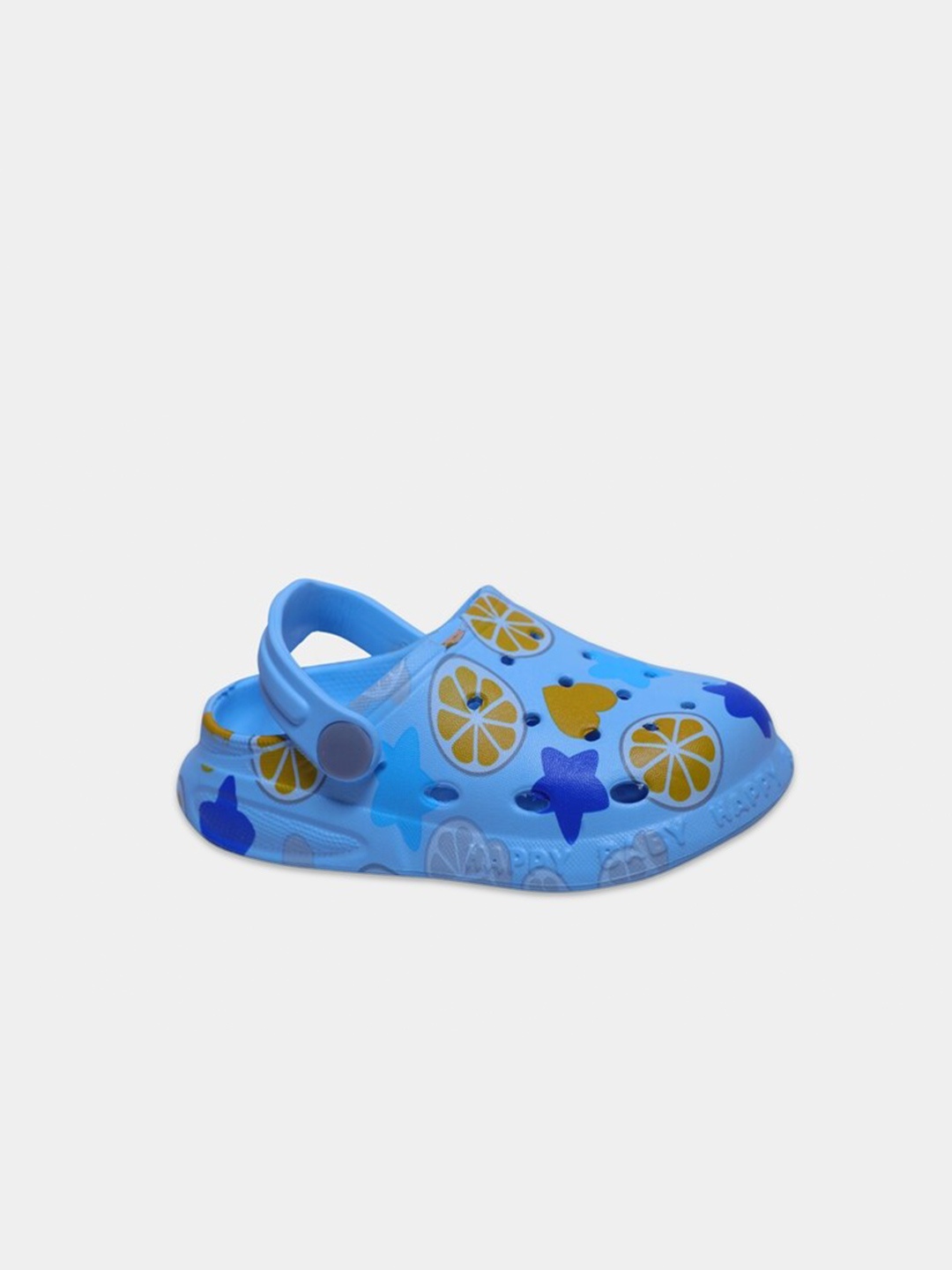 

Buckled Up Boys Blue & Yellow Printed Clogs Sandals