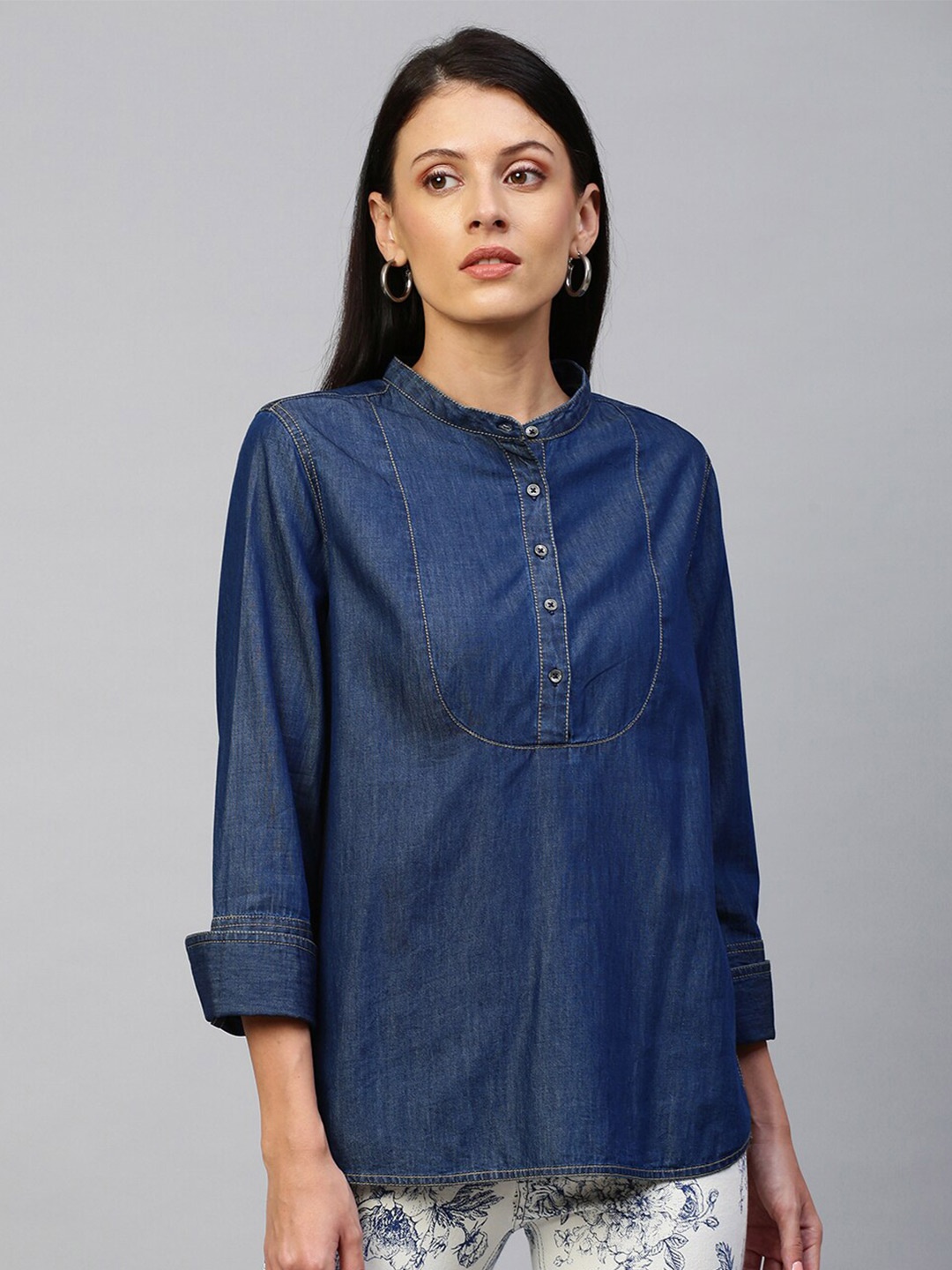 

Chemistry Denim Top, Blue