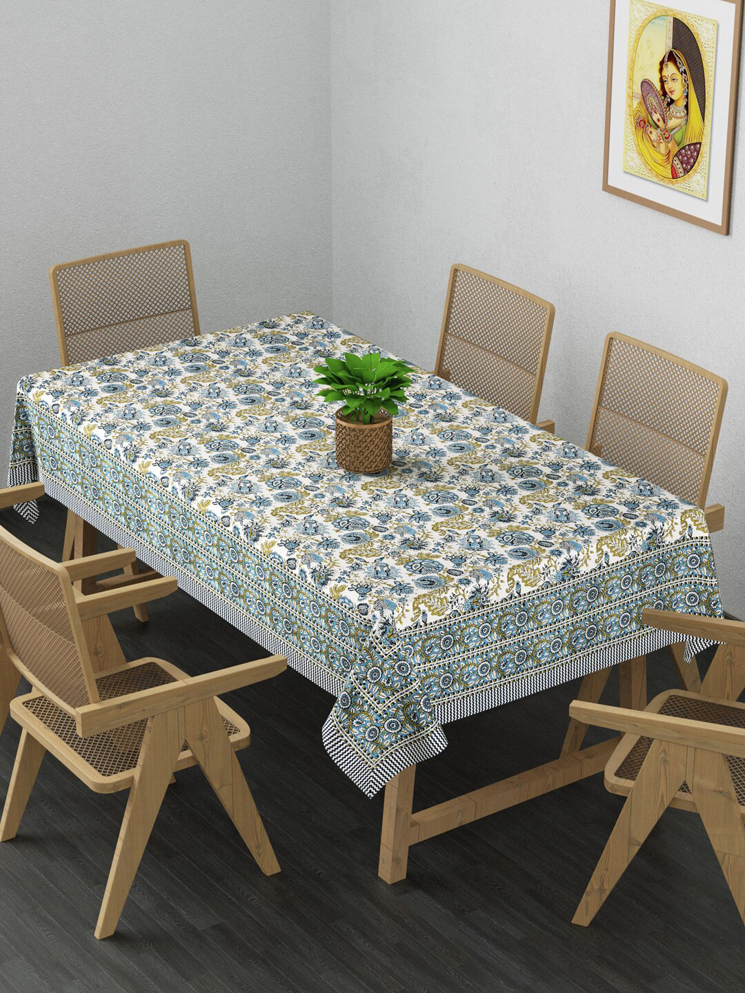 

Gulaab Jaipur Blue Printed 6-Seater Cotton Table Covers