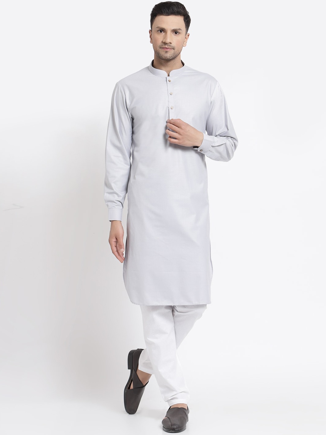 

MOHANLAL SONS Men Grey Mirror Work Pathani Kurta