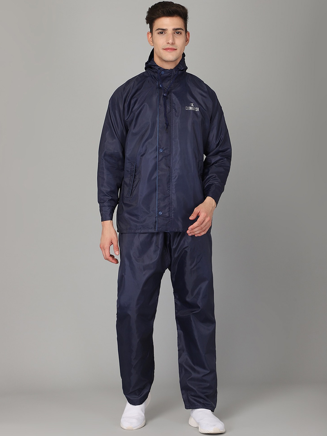 

THE CLOWNFISH Prime Pro Navy Blue Solid Waterproof Double Layer Raincoat