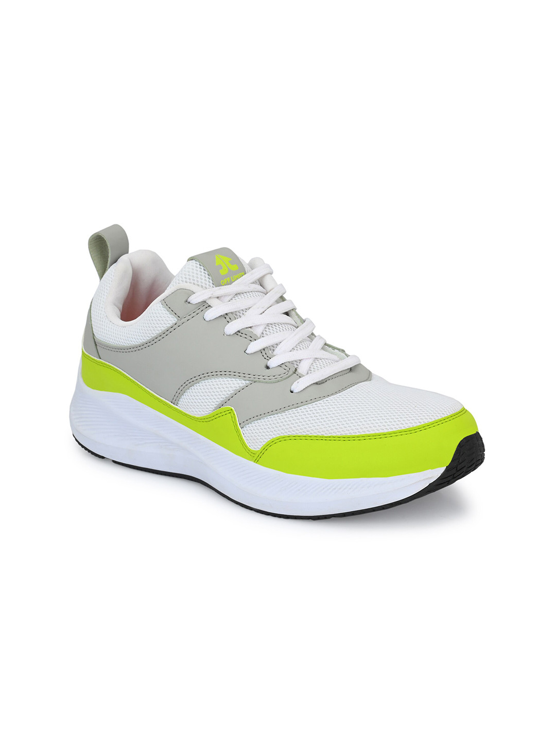 

OFF LIMITS Men White & Lime Green Mesh Memory Foam Running Shoes