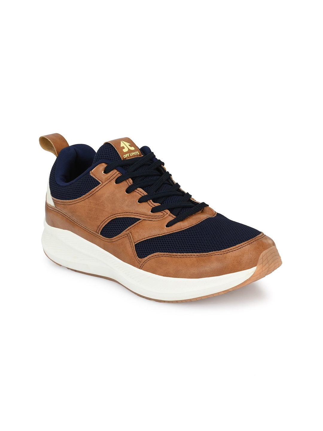 

OFF LIMITS Men Tan Brown & Navy Blue Mesh Memory Foam Running Shoes