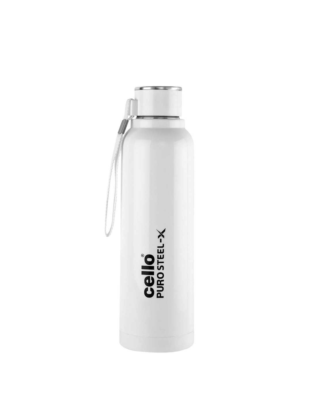 

Cello White Solid Single Wall Vacuum Stainless Steel Water Bottle