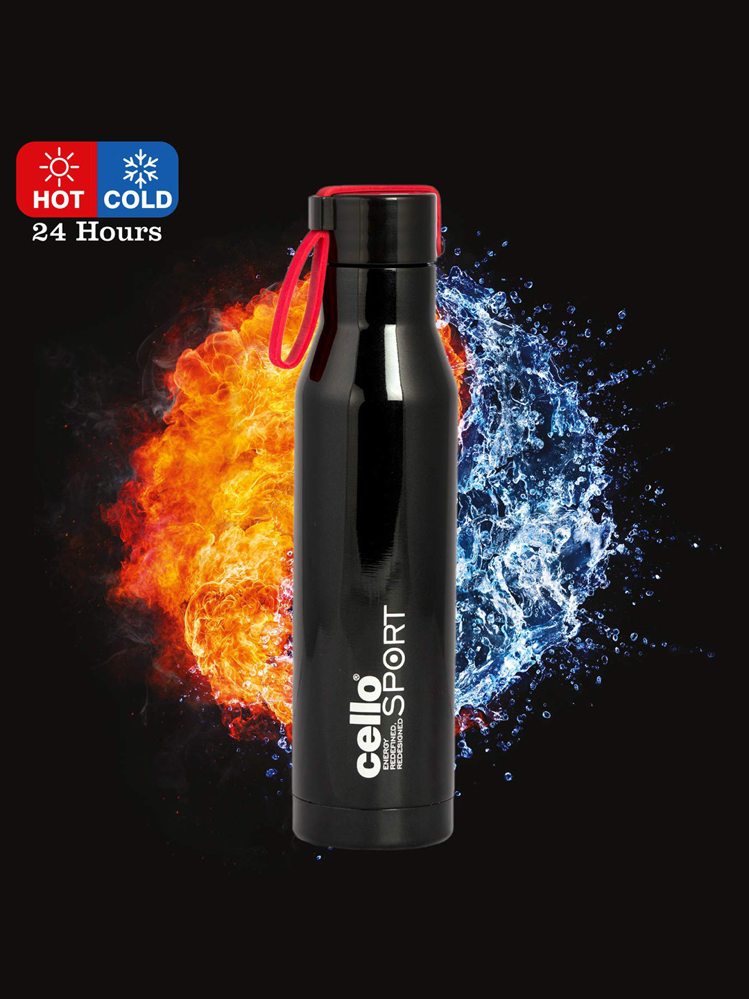 

Cello Set of 1 Black Maestro Double Walled Insulated Stainless Steel Flask-750ml