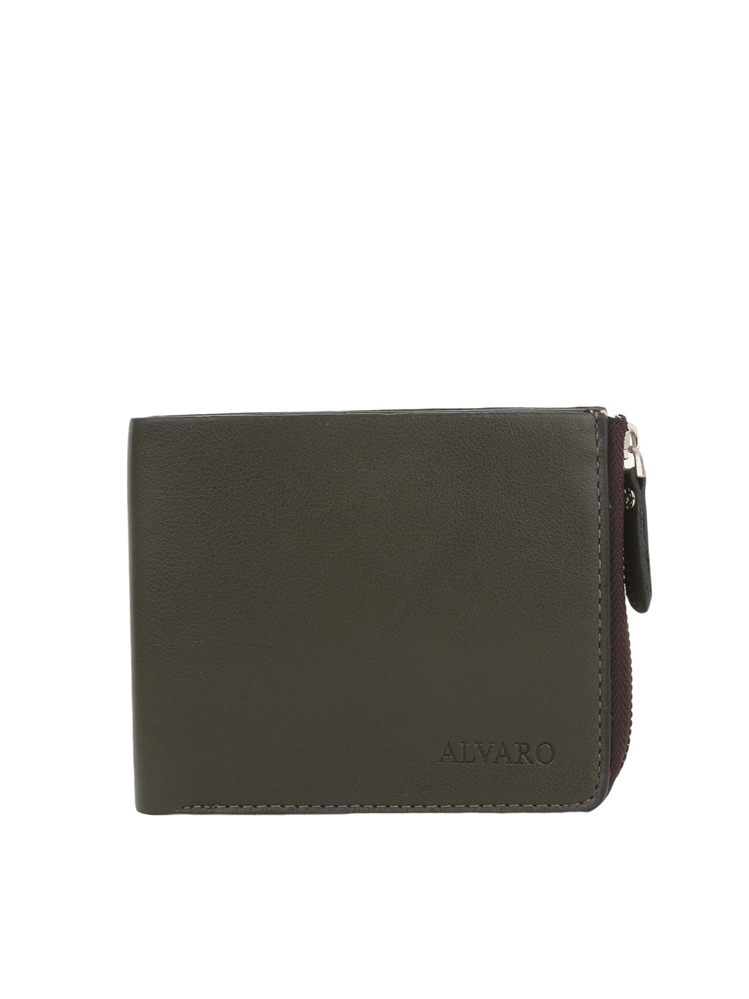 

Alvaro Castagnino Men Olive Green Genuine Leather Zip-Around Wallet