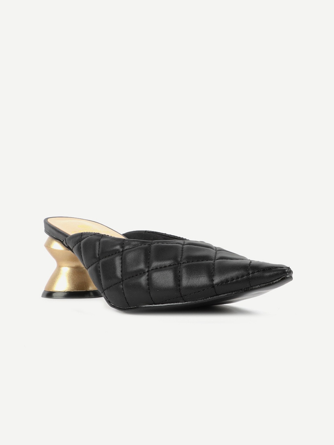 

Carlton London Black Textured Kitten Mules with Bows