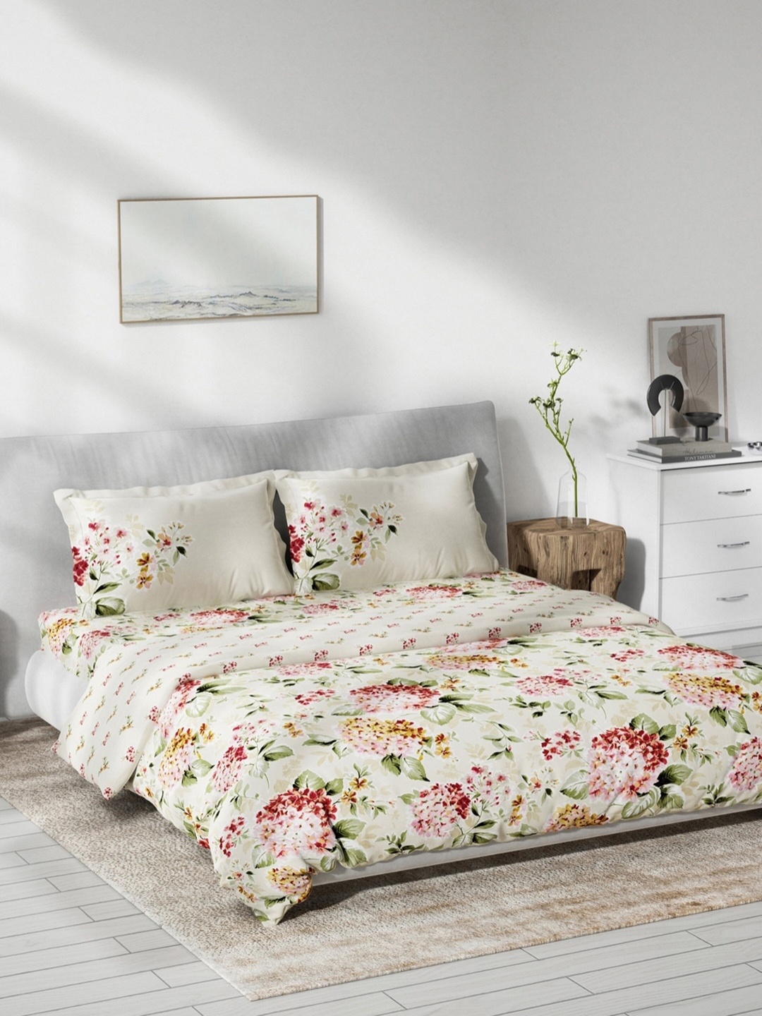 

DDecor Multi Colored Floral Printed Pure Cotton Bedding Set