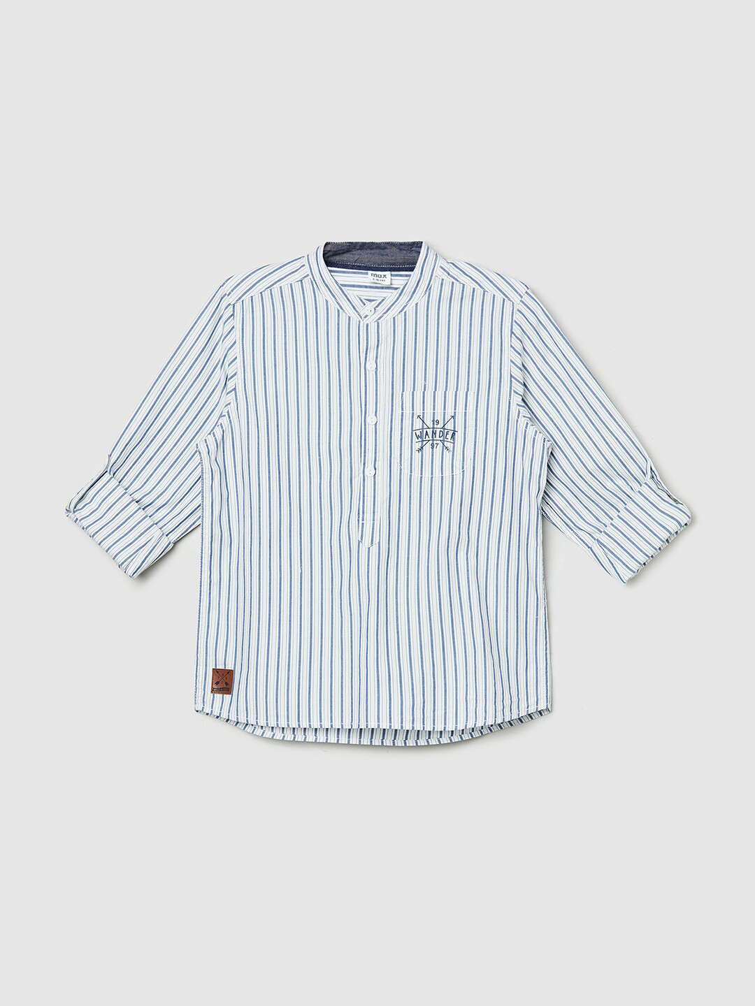

max Boys White Striped Casual Shirt