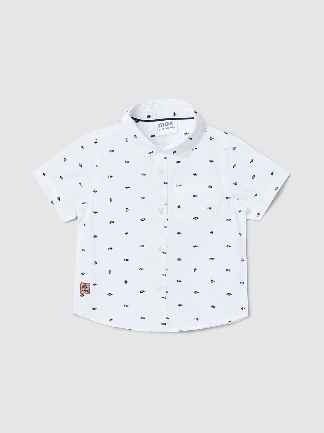 

max Boys White Printed Casual Shirt