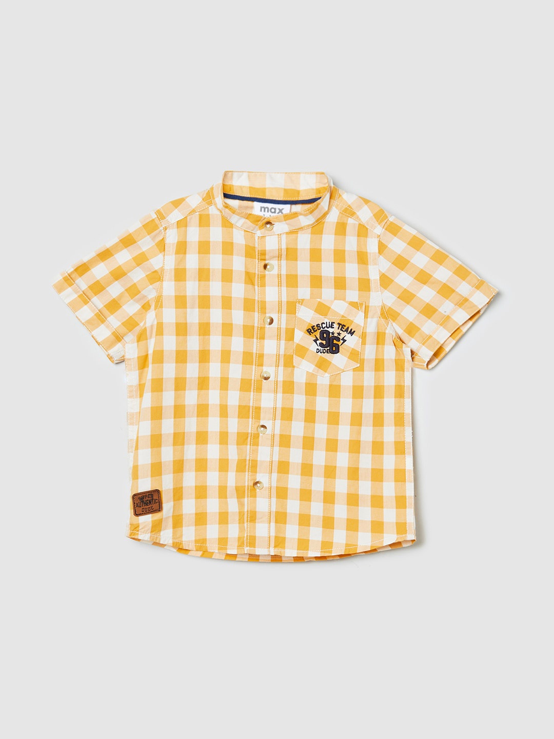 

max Boys Orange & White Gingham Checks Checked Casual Shirt