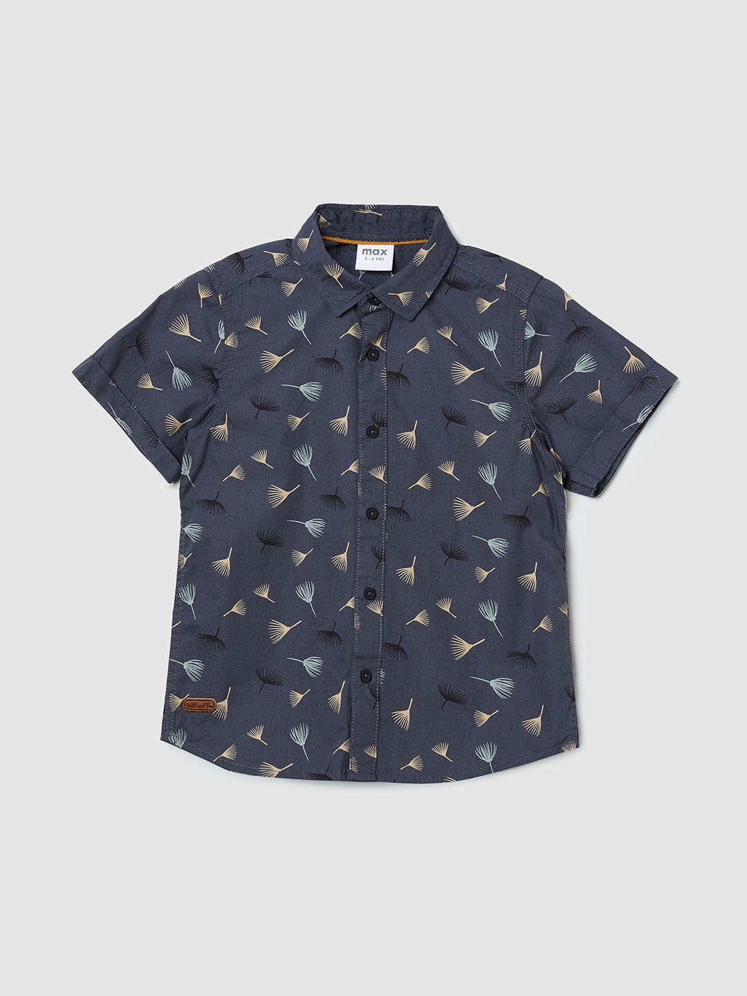 

max Boys Grey Printed Casual Shirt