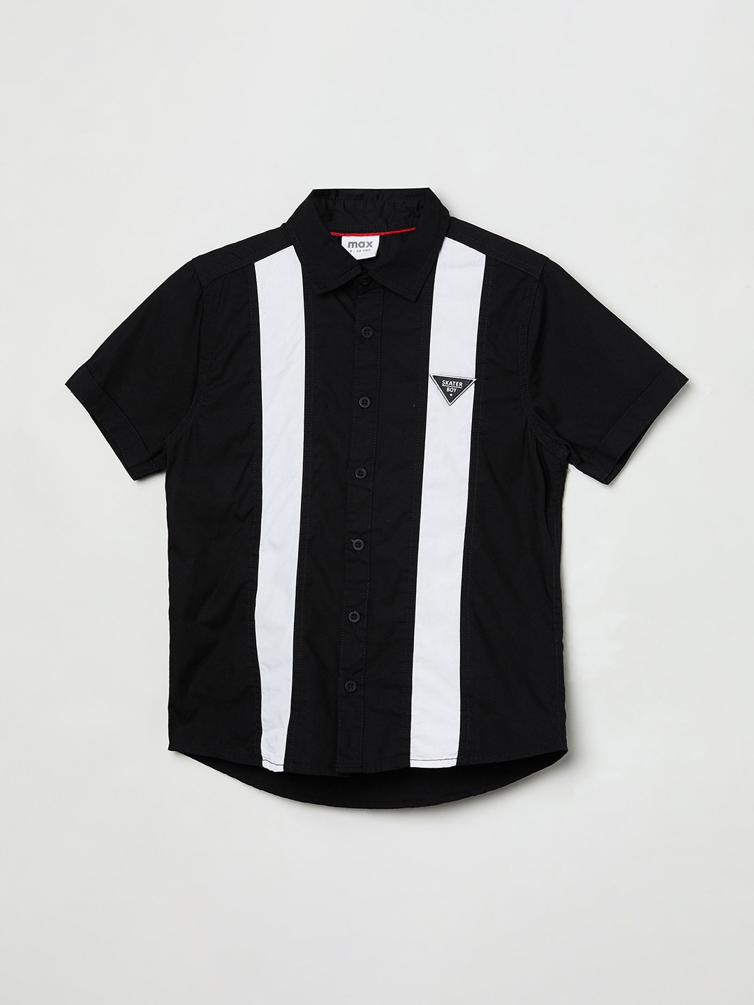 

max Boys Black & White Casual Shirt