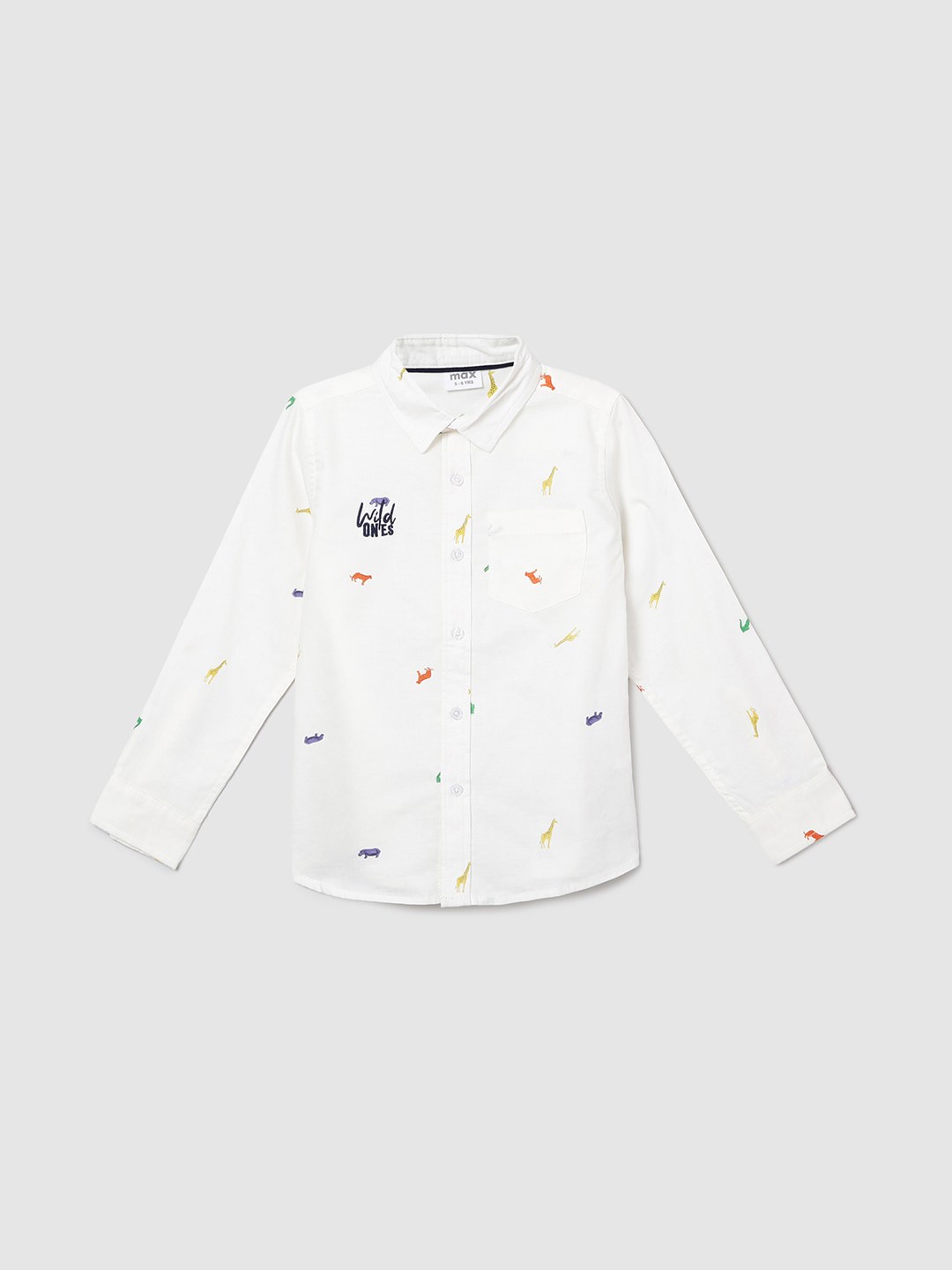 

max Boys White Printed Casual Shirt