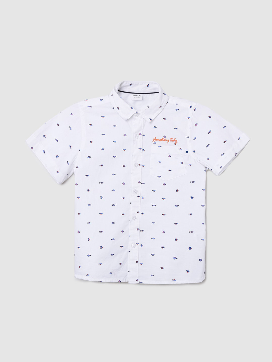 

max Boys White Printed Casual Shirt