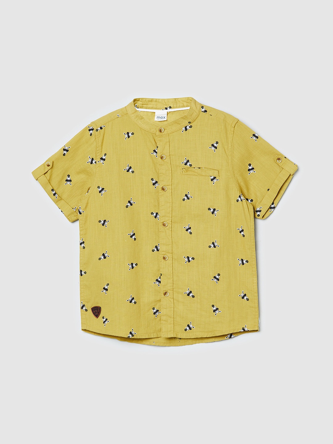 

max Boys Rust Printed Casual Shirt