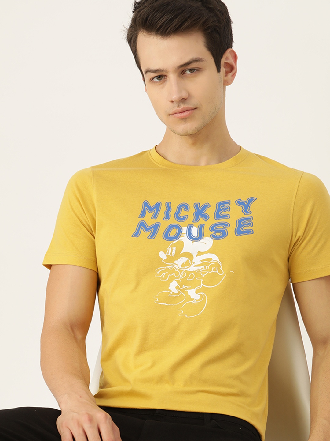 

Kook N Keech Men Mustard Yellow & Blue Printed T-shirt