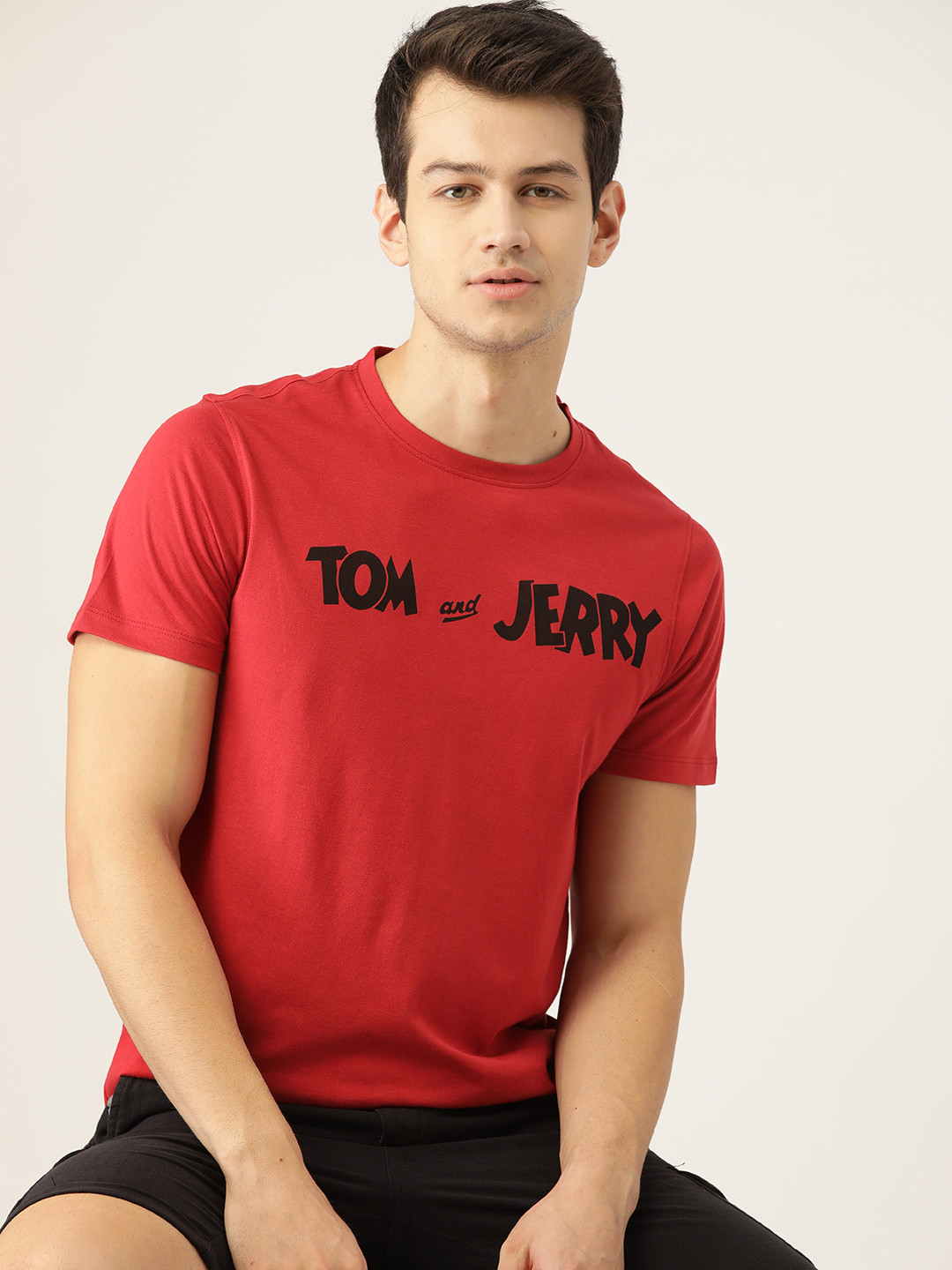 

Kook N Keech Men Red Typography Tom & Jerry Printed T-shirt