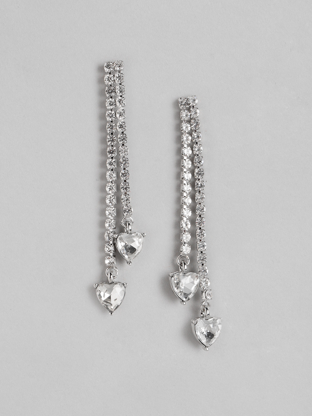 

Forever New Silver-Plated Heart Shaped Drop Earrings