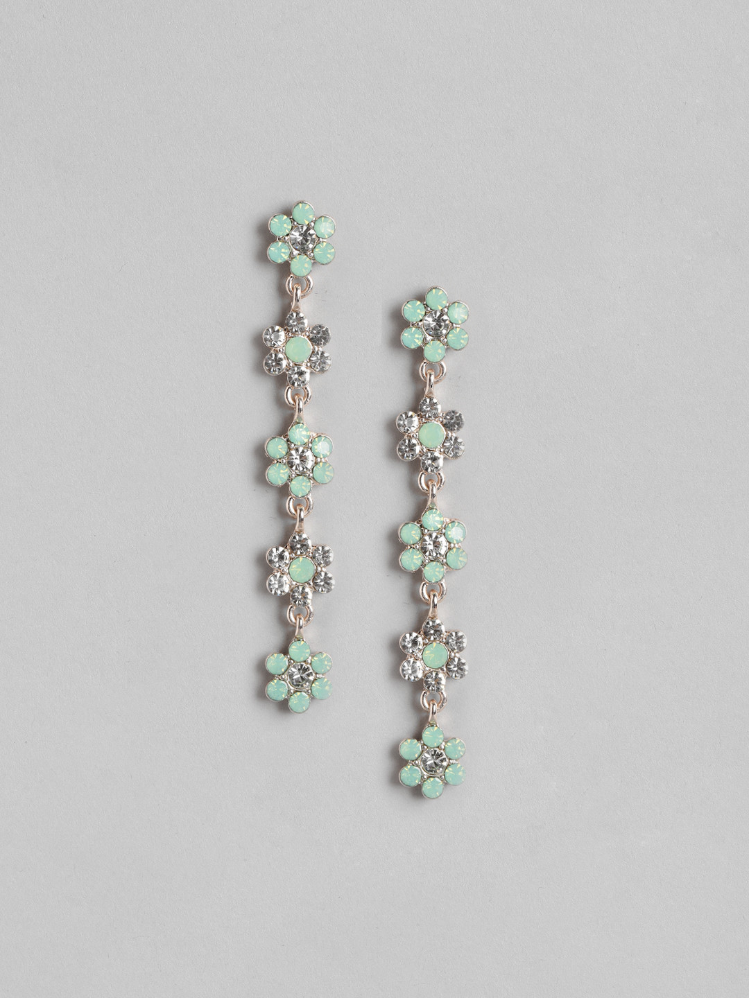 

Forever New Rose Gold-Plated & Green Floral Drop Earrings