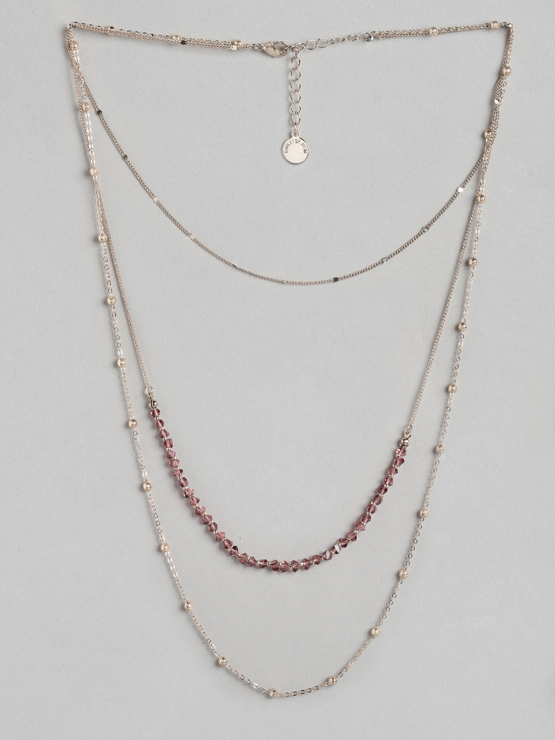 

Forever New Gold-Toned & Burgundy Gold-Plated Layered Necklace