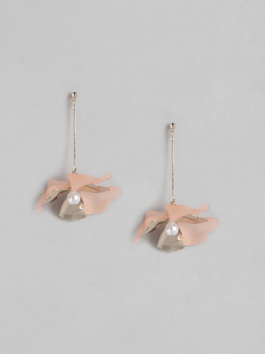 

Forever New Pink & Gold-Plated Floral Drop Earrings
